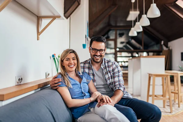 Portrait Happy Couple Home — Stock Photo, Image