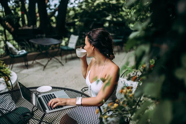 Détente Avec Une Tasse Café Plein Air Café — Photo