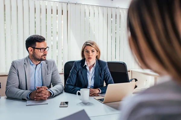 Two Serious Business People Conducting Job Interview — Stock Photo, Image