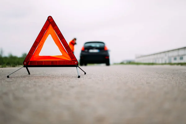 Problemas Com Carro Estrada — Fotografia de Stock