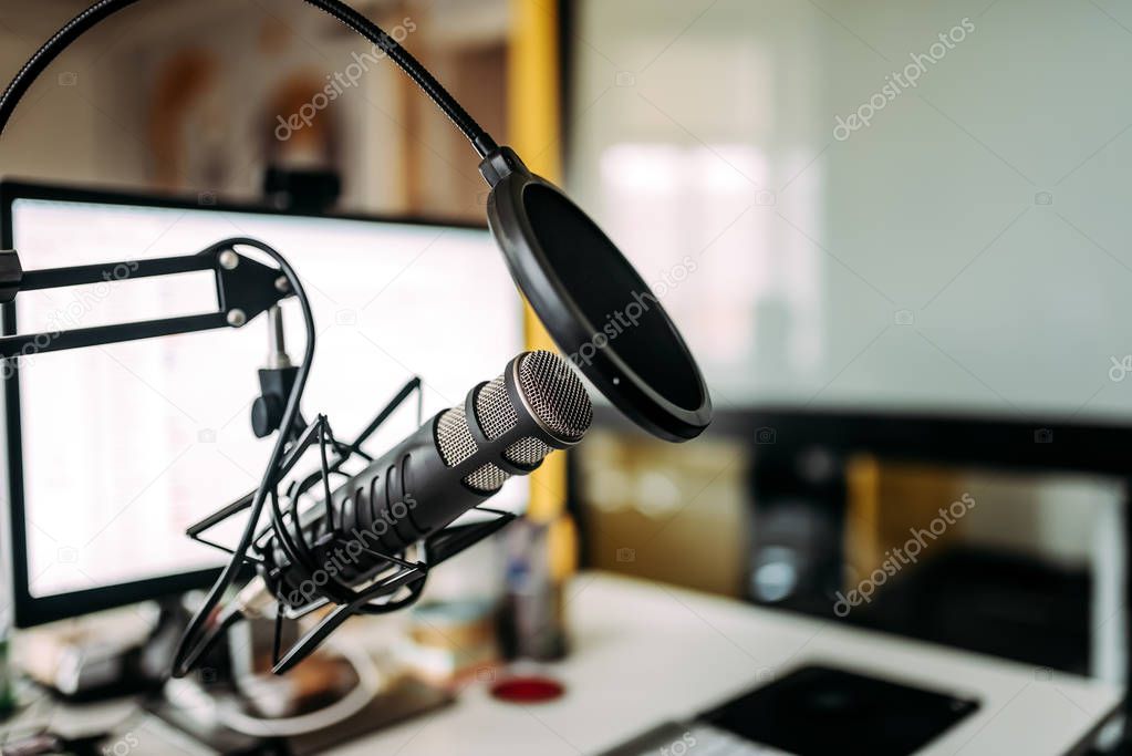 Podcast home studio indoors 