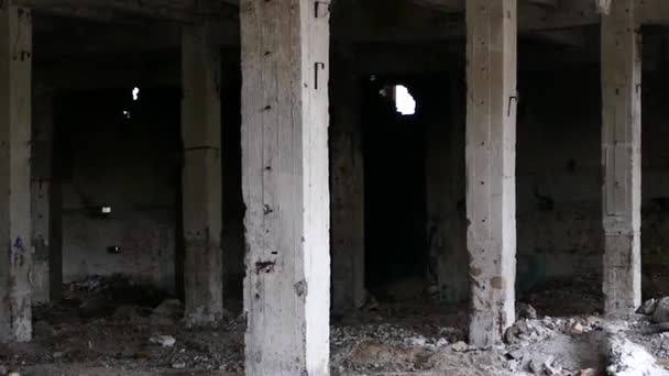 Eski Bir Fabrikanın Kalıntıları Terk Edilmiş Bina Çimen Ağaçlarla Kaplıydı — Stok video