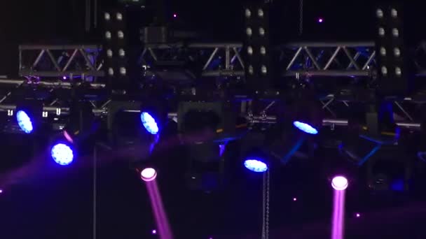 Concert Spots Het Podium Dansvloer Lichte Muziek Discotheek — Stockvideo
