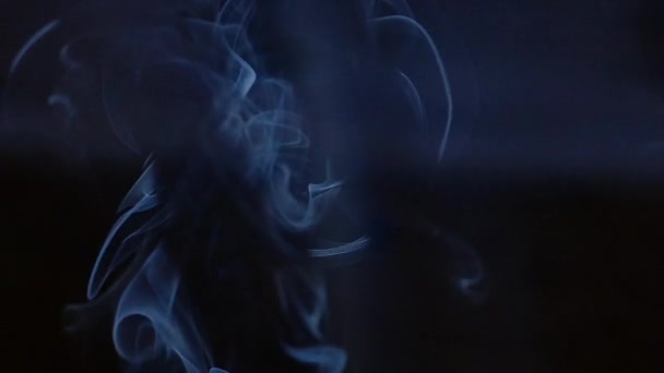 Schöner Grauer Rauch Auf Schwarzem Hintergrund Zigarettenrauch Rauch Aus Der — Stockvideo