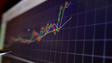 Vinnitsa / Ukrayna - Aralık 2018. Değişim oranları. Borsa tabloları. İş hayatında kar ve zarar. Çevrimiçi izleme. Dünya ekonomisi.