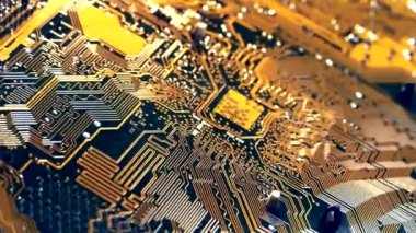 Bilgisayar tahtası. Geleceğin Elektronik Kontrol Kurulu Teknolojileri. Kondansatör ve işlemcili ana kart.