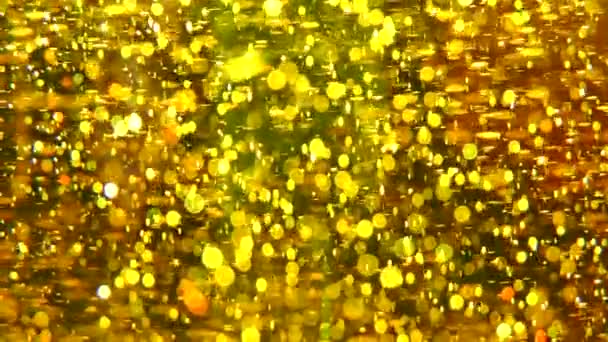 Textur Med Gyllene Bubblor Flytande Gul Bakgrund Solrosolja — Stockvideo
