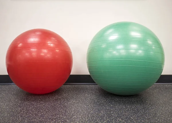 Small Red Exercise Ball Medium Size Swiss Ball Gym — Stock Photo, Image