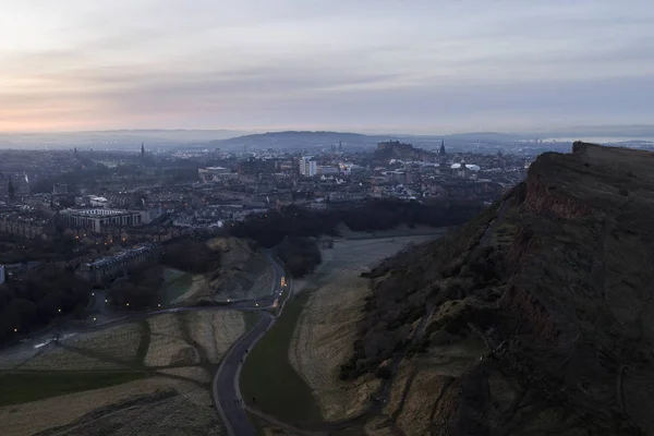 Vista Sobre Edimburgo Edimburgo Castillo Salisbury Crags — Foto de Stock