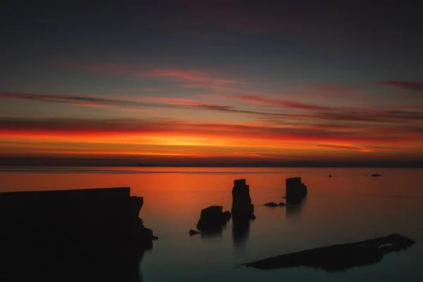 Farbenfroher Sonnenaufgang Des Gebrochenen Dammes Seafield Kirkcaldy Fife Scotland — Stockfoto