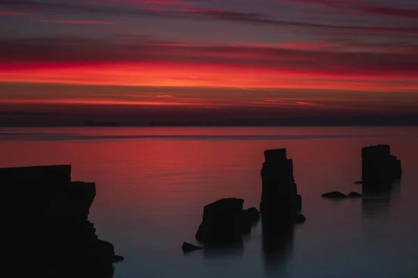 Seafield Kirkcaldy Fife Scotland Kırık Set Renkli Gündoğumu — Stok fotoğraf