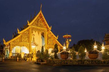 Wat phra singh woramahawihan Tapınağı chiang Mai gece, Tayland