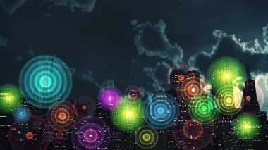 Gece şehir renkli sinyal kablosuz ağlarda