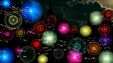 Gece şehir renkli sinyal kablosuz ağlarda