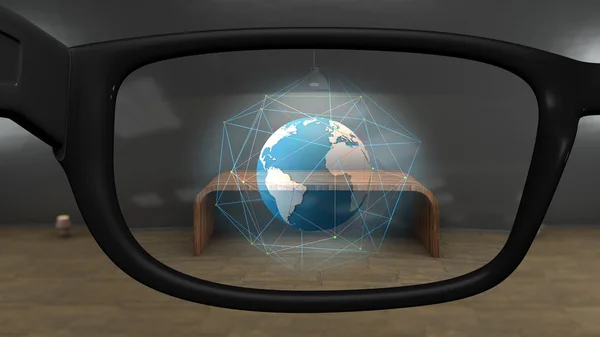 Glasses Earth Global Network Connections — Stock Photo, Image