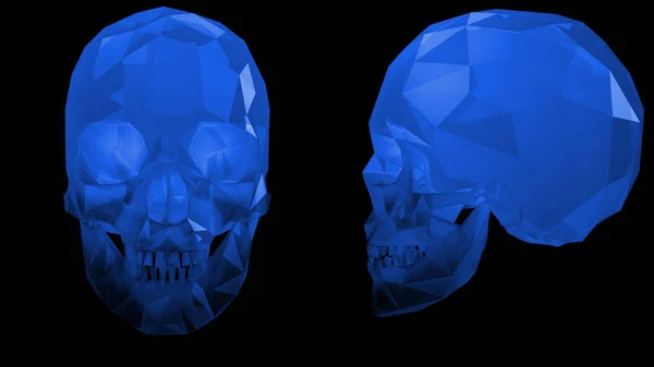 Crystal Skulls Illustration Blå — Stockfoto