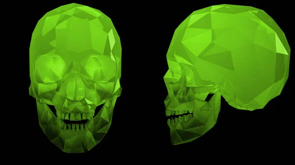 Cráneos Cristal Ilustración Verde — Foto de Stock