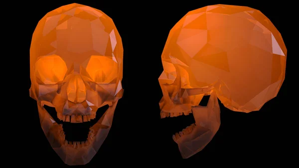 Crystal Skulls Illustration Orange — Stockfoto