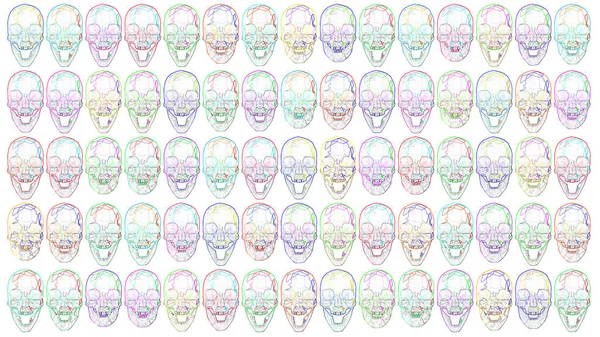 Multicolor Crystal Skulls Halloween Comic Art