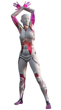 Android kadın pembe ve beyaz High Tech Modern güzellik yapay zeka 3d çizim