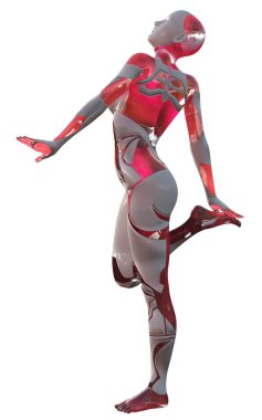 Android kadın pembe ve beyaz High Tech Modern güzellik yapay zeka 3d çizim