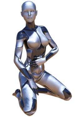 Android erkek kullanılan Metalik Görünüm fütüristik yapay zeka 3d çizim