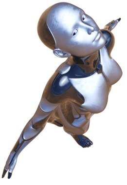 Android erkek kullanılan Metalik Görünüm fütüristik yapay zeka 3d çizim