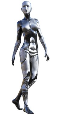 Android erkek kullanılan Metalik Görünüm fütüristik yapay zeka 3d çizim