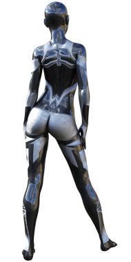 Android erkek kullanılan Metalik Görünüm fütüristik yapay zeka 3d çizim