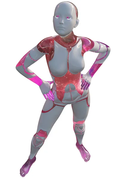 Android Female Pink White High Tech Modern Beauty Artificial Intelligence — Stock Photo, Image