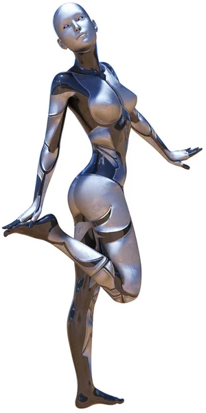 Android Female Used Metallic Look Futuristic Artificial Intelligence Illustration — Stock Photo, Image