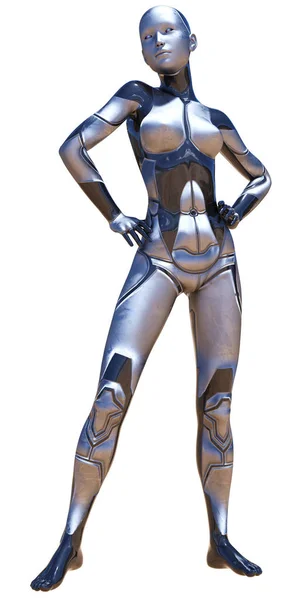 Android Kobieta Używane Metaliczny Wygląd Futurystyczny Sztucznej Inteligencji Ilustracja — Zdjęcie stockowe