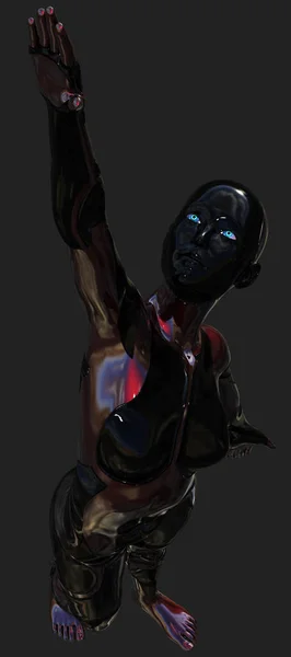 Black Red Ultra Modern Android Female Artificial Intelligence Illustration — Stock Photo, Image