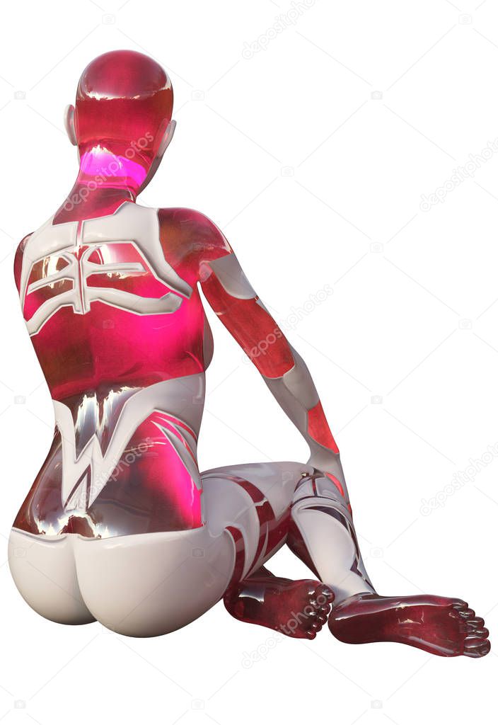 Android Female Pink and White High Tech Modern Beauty Artificial Intelligence 3D Illustration