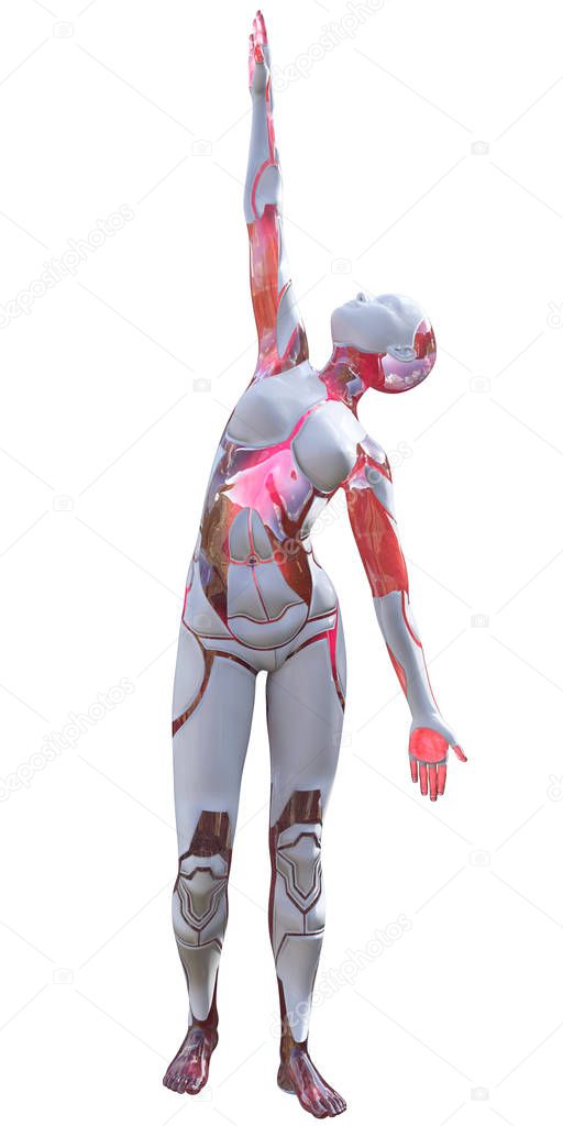 Android Female Pink and White High Tech Modern Beauty Artificial Intelligence 3D Illustration