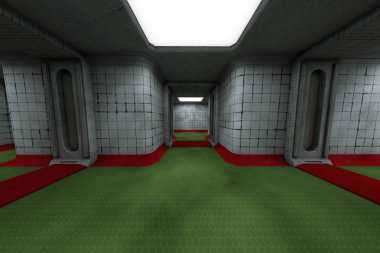 Terk Edilmiş Hastane Koridor Sistemi 3d İllüstrasyon