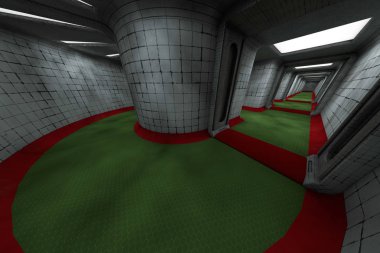 Terk Edilmiş Hastane Koridor Sistemi 3d İllüstrasyon