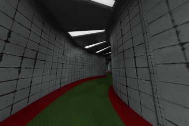 Nükleer Fallout Yeraltı Barınak Koridoru Sytem 3d İllüstrasyon