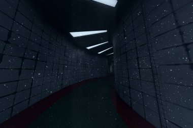 Nükleer Fallout Yeraltı Barınak Koridoru Sytem 3d İllüstrasyon