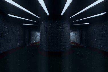 Korkunç Sanatoryum Koridor 3d İllüstrasyon