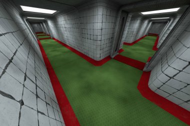 Korkunç Sanatoryum Koridor 3d İllüstrasyon