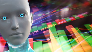 Yapay Zeka Algoritması Ticaret Borsa 3d İllüstrasyon