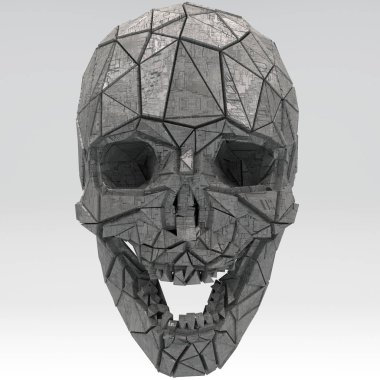 Bilim Kurgu Fantasy Fütüristik İnsan Kafatası 3d İllüstrasyon