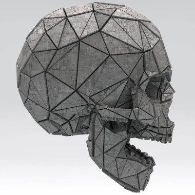 Bilim Kurgu Fantasy Fütüristik İnsan Kafatası 3d İllüstrasyon