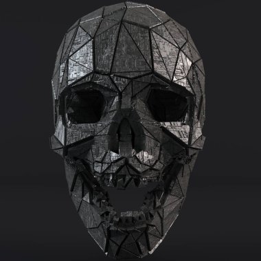 Bilim Kurgu Fantasy Fütüristik İnsan Kafatası 3d İllüstrasyon