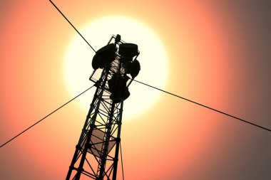 Sunset Sunrise 3d İllüstrasyon 5g Telekomünikasyon Kulesi