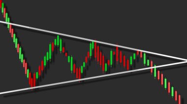 Bearish Pennant Stok Grafik Desen 3d İllüstrasyon