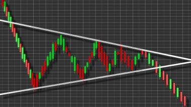 Bearish Pennant Stok Grafik Desen 3d İllüstrasyon