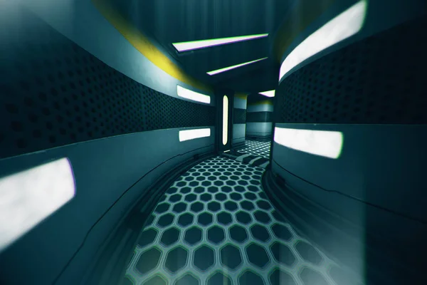 Futuristic Sci Spaceship Corridor Illustration — Stock Photo, Image