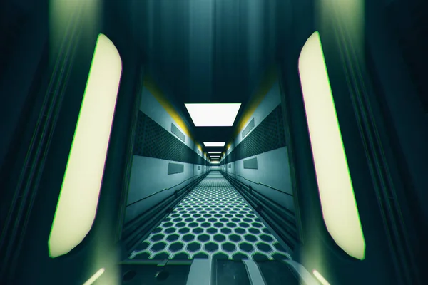 Rymd Stations Korridor System Illustration — Stockfoto